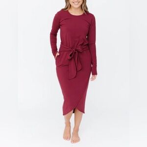 Smash + Tess Rebecca Wrap Long Sleeve Dress in Bold Burgundy